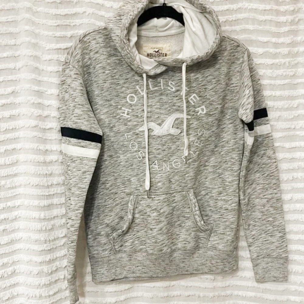Heather Gray Hollister Graphic Hoodie Sweatshirt